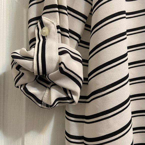 LOFT Blouse White and Black Stripes XS - Picture 3 of 6